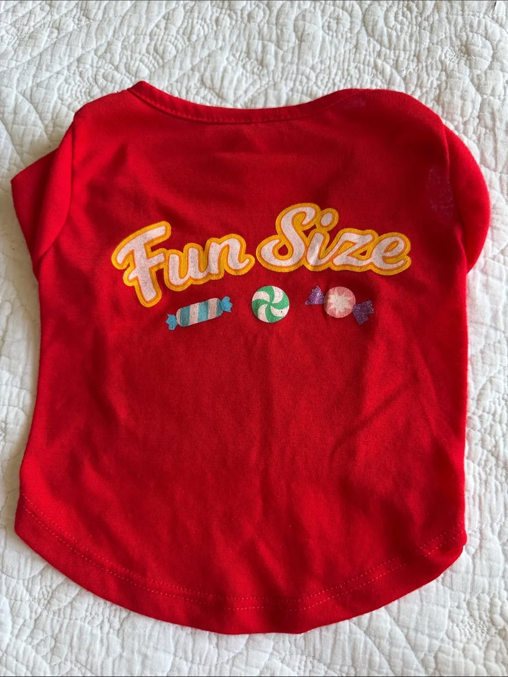 Fun Size Red pet Graphic Tee - 'Fun Size' Candy Print